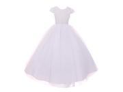 Rain Kids Big Girls White Satin Tulle Sequin Pearl Communion Dress 14