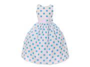 Little Girls White Turquoise Polka Dots Poly Cotton Spring Easter Dress 6