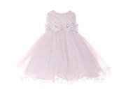 Baby Girls White Sparkle Jewel Flower Adorned Special Occasion Dress 18M