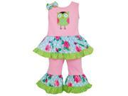 Annloren Big Girls Pink Spring Time Pink Owl Tunic Capri Outfit Set 7 8