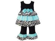 Annloren Big Girls Blue Zebra Rumba Tunic Capri Boutique Outfit Set 7 8