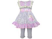 Annloren Big Girls Gray Pink Swirl Stripe Dress Capri Spring Outfit Set 9 10