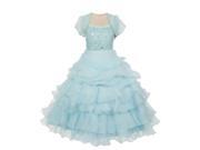Chic Baby Big Girls Blue Pearl Layered Organza Bolero Flower Girl Dress 8