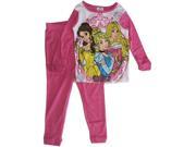 Disney Little Girls Pink Aurora Cinderella Bel Print 2 Pc Pajama Set 5