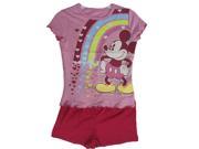 Disney Little Girls Fuchsia Pink Mickey Rainbow Print 2 Pc Shorts Set 4