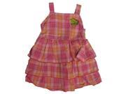 Carter s Little Girls Fuchsia Plaid Pattern Sequin Heart Tiered Dress 5
