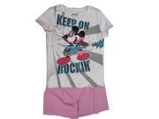 Disney Little Girls White Pink Mickey Mouse Print 2 Pc Shorts Set 4