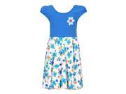 Richie House Little Girls Blue Floral Patterned Knit Summer Dress 5