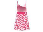 Richie House Little Girls Red Stripe Floral Pattern Bow Braided Dress 5