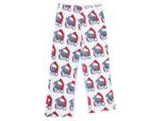 Kings n Queens Unisex White Red Santa Dog Coral Fleece Pajama Pants 10