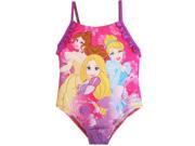 Disney Little Girls Pink Purple Princesses Print One Piece Swimsuit 4T
