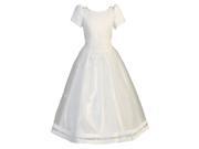 Lito Big Girls White Satin Ribbon Tulle Overlay First Communion Dress 14