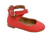 Bella Marie Girls Red Criss Cross Buckle Strap Casual Shoes 1 Kids
