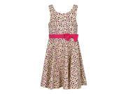Richie House Little Girls Yellow Fuchsia Animal Print Bow Sleeveless Dress 3