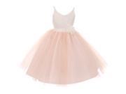 Rain Kids Little Girls Blush Pink Beaded Lace V neck Special Occasion Dress 6