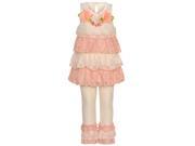 Rare Editions Little Girls Ivory Coral Lace Tiered Floral 2 Pc Legging Set 2T