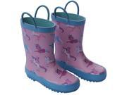Foxfire Girls Pink Unicorn Print Pull On Handle Rubber Rain Boots 2 Kids