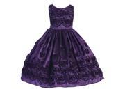 Chic Baby Big Girls Purple Taffeta Floral Flocked Junior Bridesmaid Dress 14