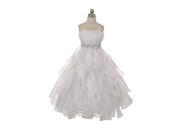 Chic Baby Big Girls White Vertical Ruffle Junior Bridesmaid Pageant Dress 10