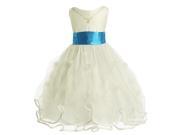 Chic Baby Little Girls Ivory Turquoise Tulle Mesh Flower Girl Easter Dress 4