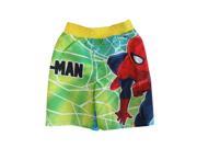 Marvel Little Boys Green Yellow Spiderman Print UPF 50 Swim Shorts 2T