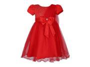 Richie House Little Girls Red Overlaid Stud Bow Accent Flower Girl Dress 5