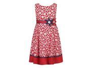 Richie House Little Girls Red Floral Pattern Dotted Floral Bows Cotton Dress 6