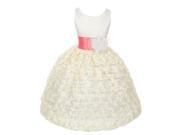 Chic Baby Big Girls Coral Ivory Satin Floral Sash Junior Bridesmaid Dress 10