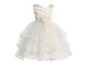 Chic Baby Little Girls Ivory Taffeta Layered Satin Trim Flower Girl Dress 2
