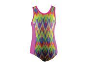 Reflectionz Big Girls Pink Multi Color Abstract Pattern Tank Leotard 10