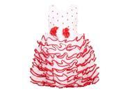 Richie House Little Girls Red White Floral Accent Ruffle Flower Girl Dress 6