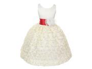 Chic Baby Little Girls Ivory Red Satin Lace Sash Flower Girl Dress 6