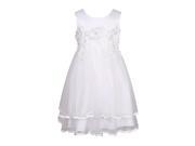 Richie House Little Girls White Layered Mesh Embroidered Flower Girl Dress 4