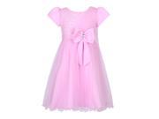 Richie House Little Girls Pink Overlaid Stud Bow Accent Flower Girl Dress 4
