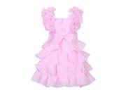 Richie House Big Girls Pink Ruffle Rosette Accent Junior Bridesmaid Dress 10