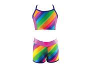 Reflectionz Big Girls Multi Color Rainbow Stripe Tank Top 2 Pc Shorts Set 10