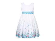 Richie House Little Girls White Blue Floral Print Rosette Flower Girl Dress 4