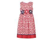 Richie House Little Girls Red Contrast Floral Print Dotted Bows Dress 6