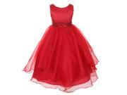 Chic Baby Big Girls Red Beaded Waist Overlaid Junior Bridesmaid Dress 12