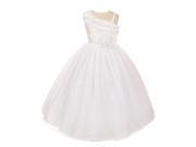 Chic Baby Big Girls White One Shoulder Ruffle Junior Bridesmaid Dress 8