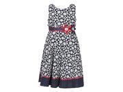 Richie House Big Girls Navy Floral Pattern Dotted Floral Bows Cotton Dress 12