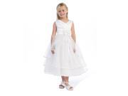 Chic Baby Big Girls White Taffeta Satin Trim Junior Bridesmaid Dress 10