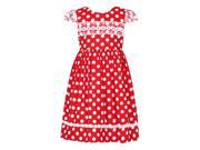 Richie House Little Girls Red White Polka Dot Lace Short Sleeve Dress 5
