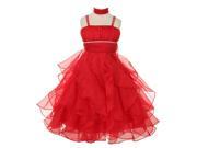 Chic Baby Big Girls Red Organza Rhinestone Trim Junior Bridesmaid Dress 10