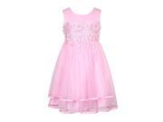 Richie House Little Girls Pink Layered Mesh Embroidered Flower Girl Dress 4