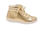 Rachel Shoes Girls Gold Glitter Side Zipper Lace Up Sneakers 4 Kids