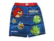 Angry Birds Little Boys Navy Red Green Cartoon Print Swimwear Shorts 2T