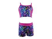 Reflectionz Big Girls Fuchsia Navy Multi Color Stripe Top Shorts Set 10