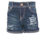 Mini Moca Little Girls Blue Ripped Detail Denim Casual Chic Shorts 5