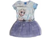 Disney Big Girls Purple Frozen Elsa Print Short Sleeved Tutu Dress 10 12